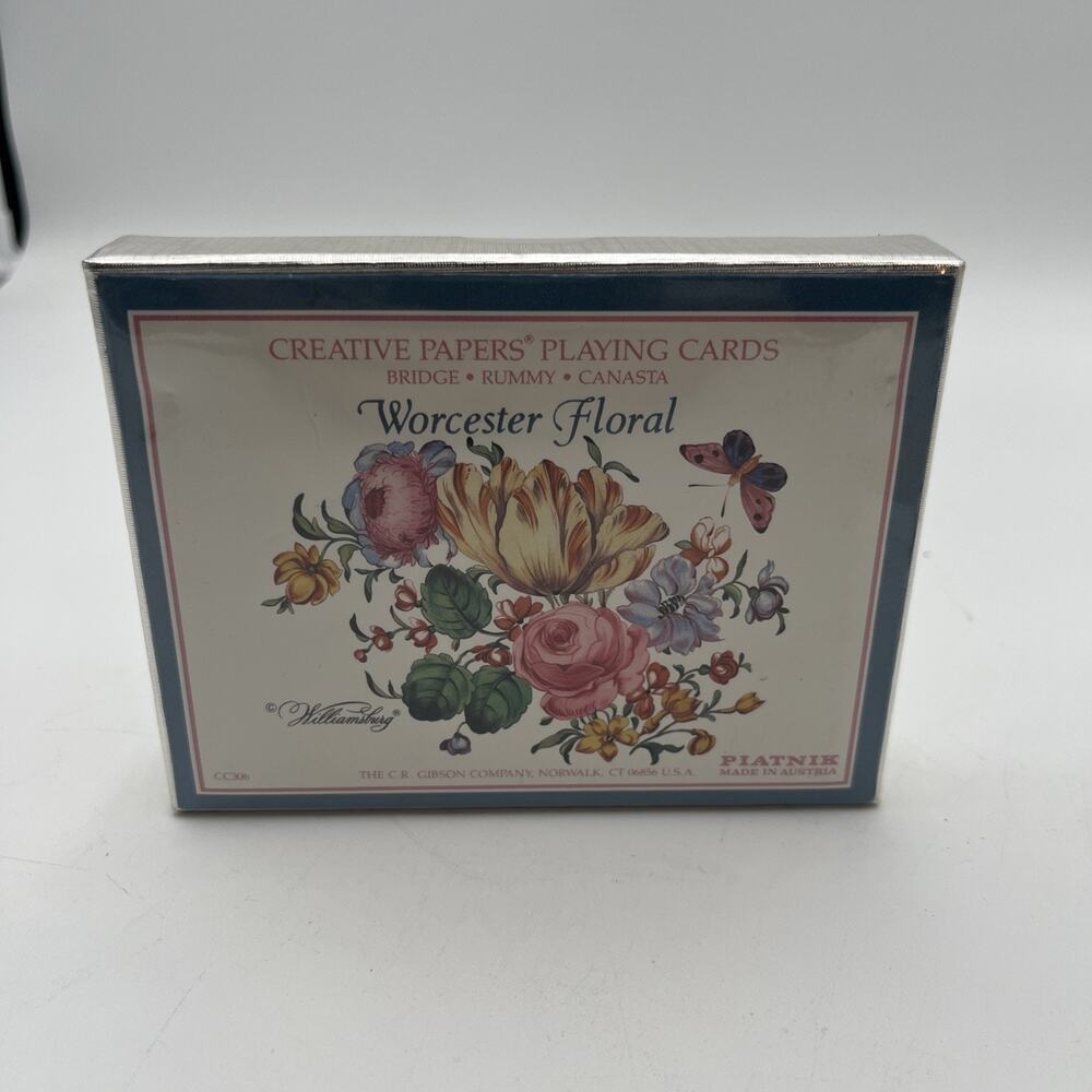 Vintage SEALED Worchester Floral Playing Cards "Williamsburg" 2 Decks